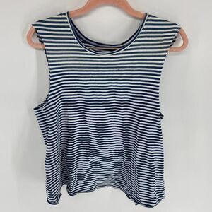 Cycle blue white stripe sleeveless tank top shirt open back NWT Women S